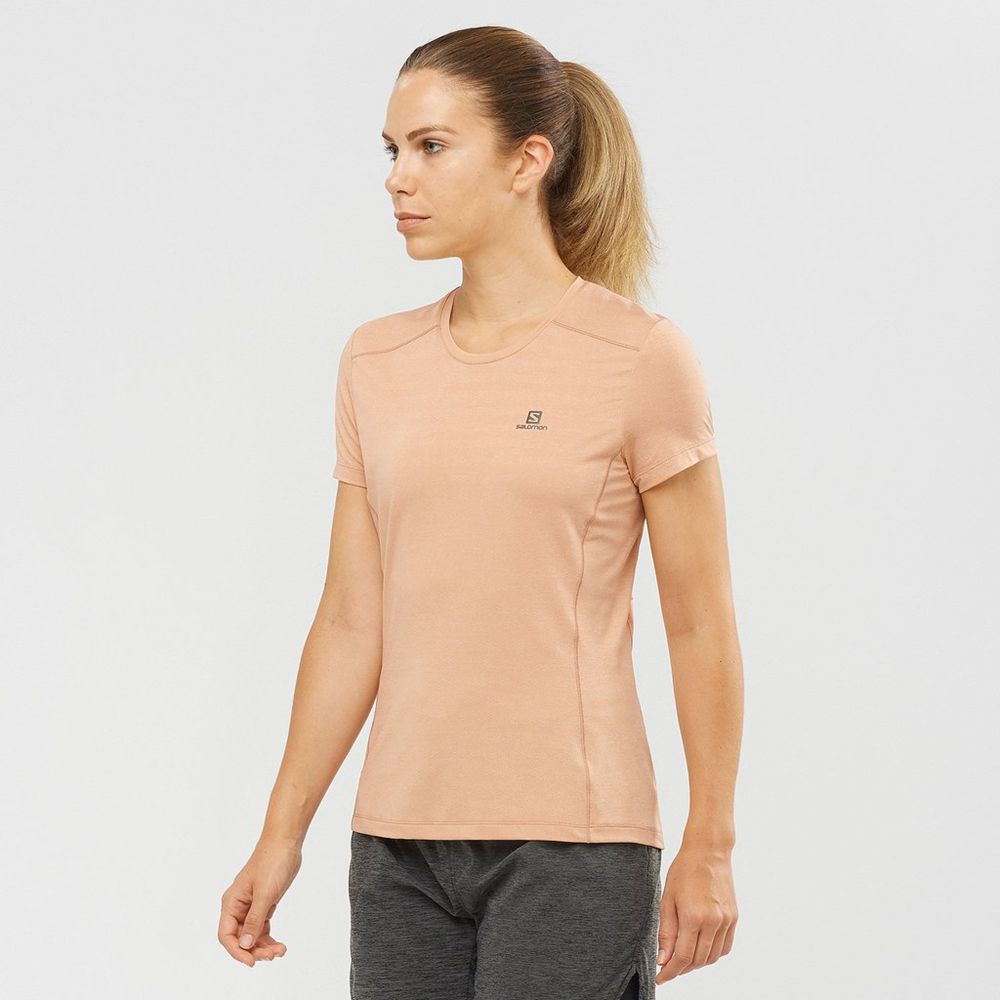 T-Shirts Salomon Femme Beige - Salomon XA - France (0412-QMEWA)